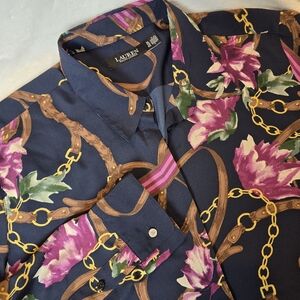 Floral Button-Up Equestrian Shirt Lauren Ralph Lauren XL